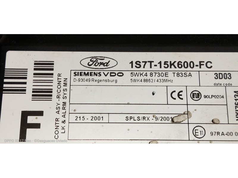 Recambio de modulo electronico para ford focus berlina (cak) ghia referencia OEM IAM 1S7T15K600FC 5WK48730ET83SA CONFORT