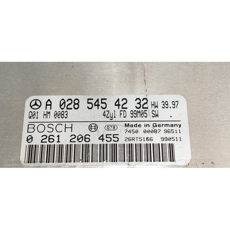 Recambio de centralita motor uce para mercedes clase c (w202) berlina 180 (202.018) referencia OEM IAM A0285454232 0261206455 Q0