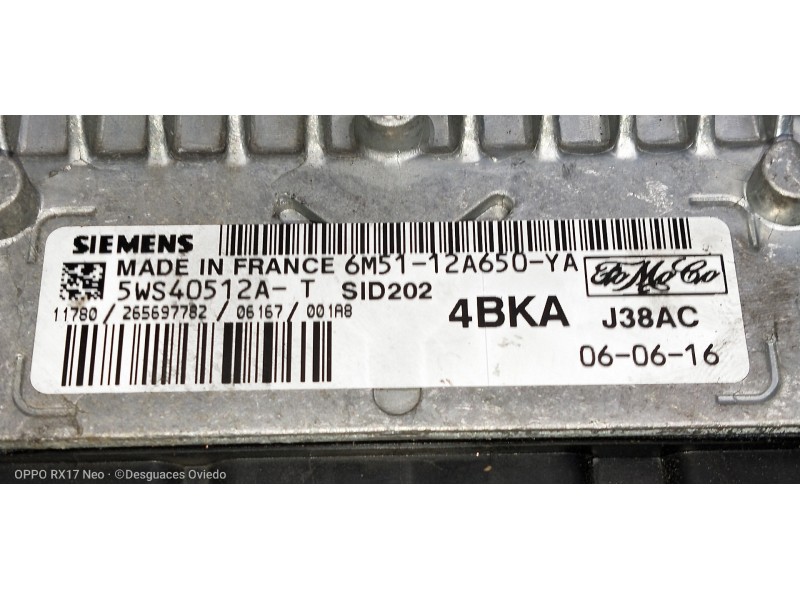 Recambio de centralita motor uce para ford focus berlina (cap) ambiente (d) referencia OEM IAM 6M5112A650YA 5WS40512ATSID42 4BKA