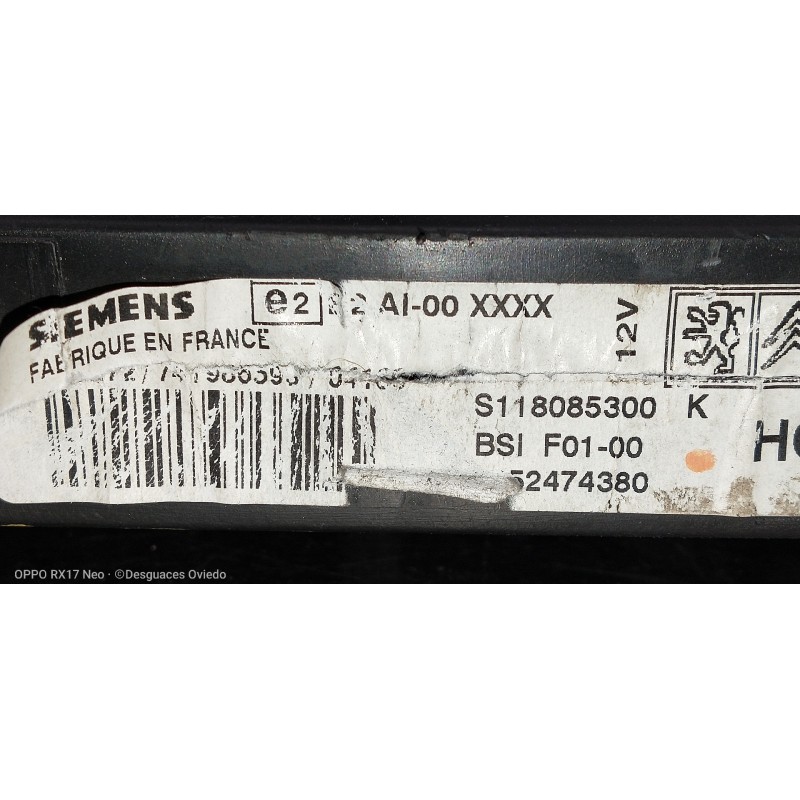 Recambio de caja reles / fusibles para citroen c3 1.4 hdi 16v sx referencia OEM IAM BSIF0100 52474380 