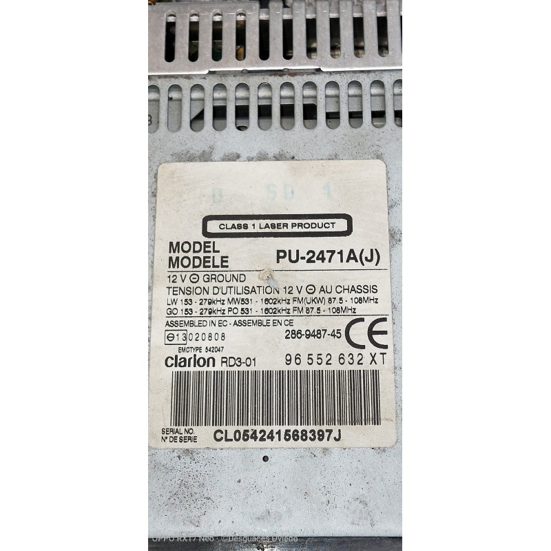 Recambio de sistema audio / radio cd para citroen c3 1.4 hdi 16v sx referencia OEM IAM PU2471AJ 96552632XT 286948745
