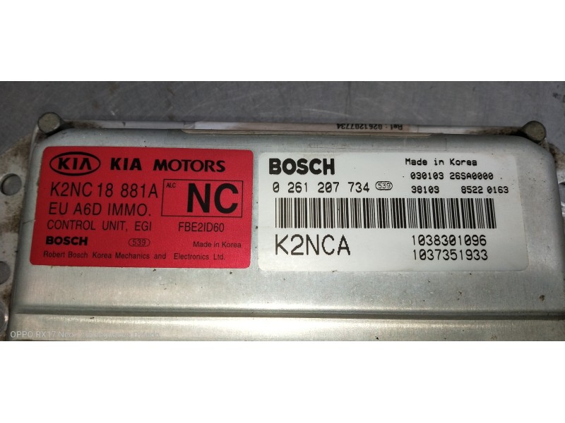 Recambio de centralita motor uce para kia shuma ii 1.6 ls berlina portón referencia OEM IAM 0261207734 1038301096 K2NC18881A