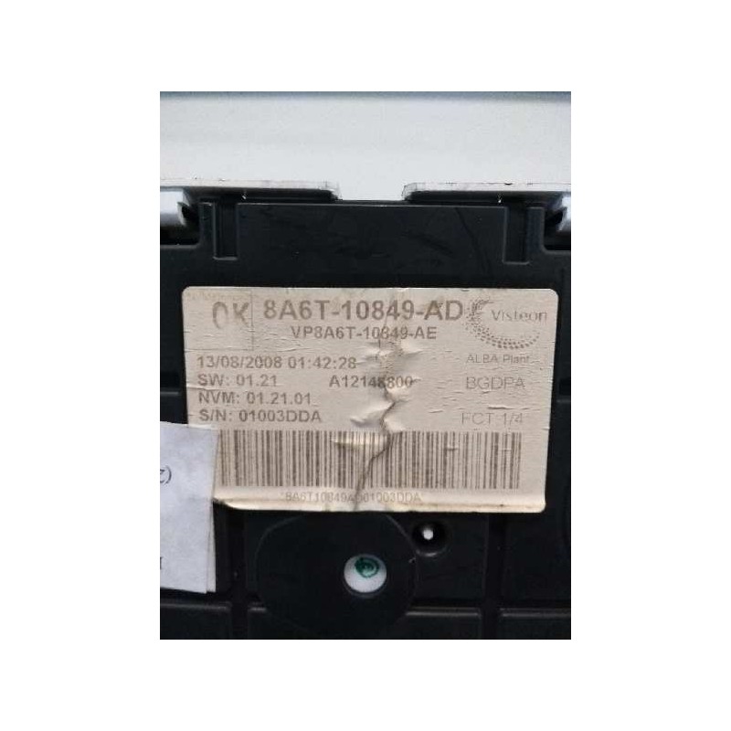 Recambio de cuadro instrumentos para ford fiesta (cb1) 1.25 16v cat referencia OEM IAM 8A6T10849 AD A12148800 VP8AT10849AE