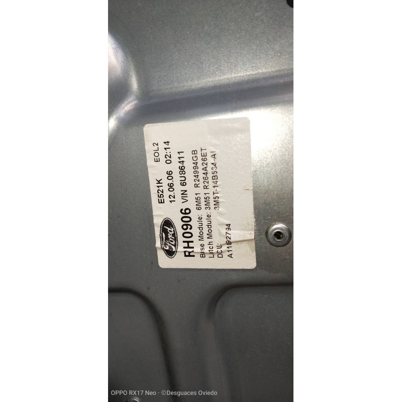 Recambio de elevalunas trasero derecho para ford focus c-max (cap) ghia (d) referencia OEM IAM 3M51R045H22A 6M51R24994GB 5WK1157
