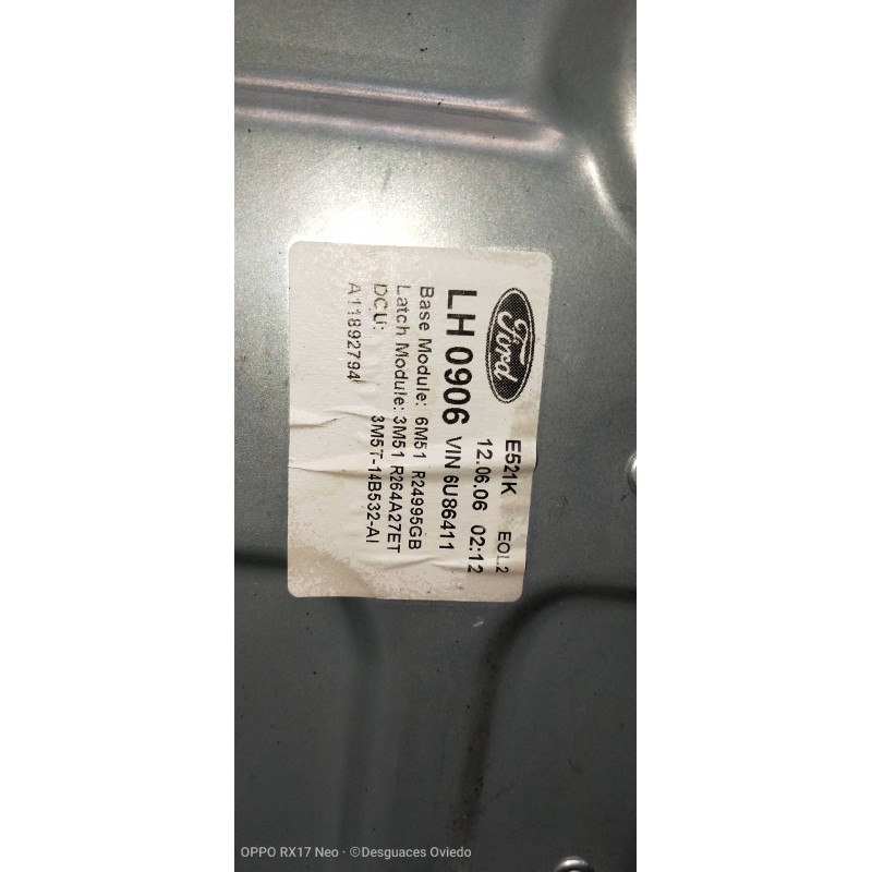 Recambio de elevalunas trasero izquierdo para ford focus c-max (cap) ghia (d) referencia OEM IAM 3M51R045H23A 6M51R24995GB 5WK11