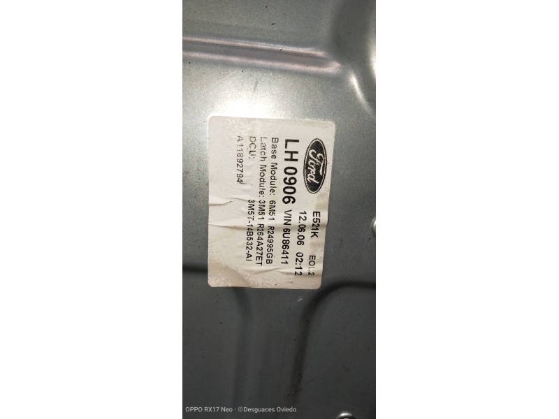 Recambio de elevalunas trasero izquierdo para ford focus c-max (cap) ghia (d) referencia OEM IAM 3M51R045H23A 6M51R24995GB 5WK11