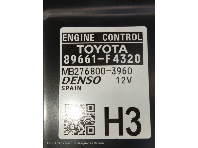 Recambio de centralita motor uce para toyota c-hr hybrid style plus referencia OEM IAM 89661F4320 MB2768003960 