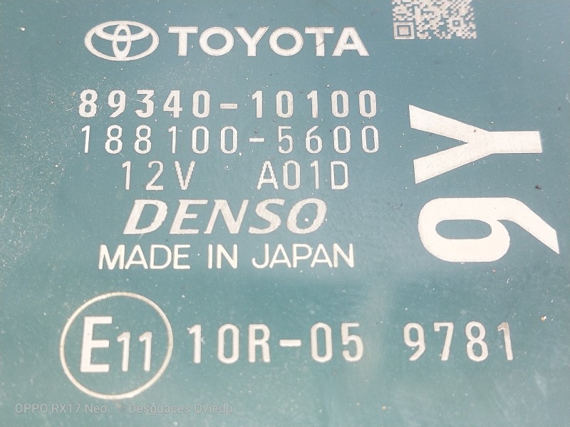 Recambio de modulo electronico para toyota c-hr hybrid style plus referencia OEM IAM 8934010100 1881005600 10R059781