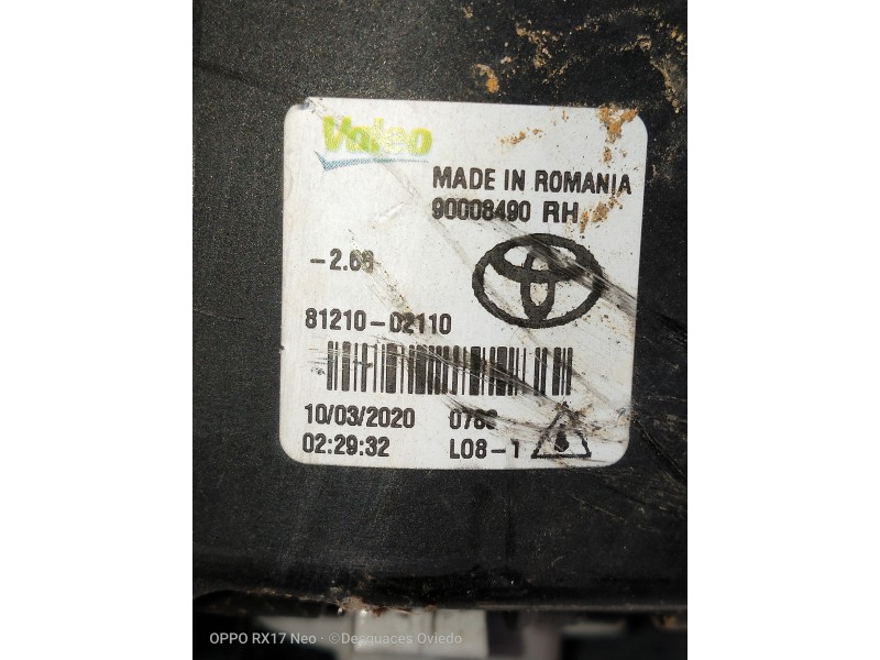 Recambio de faro antiniebla derecho para toyota c-hr hybrid style plus referencia OEM IAM 8121002110 90008490 
