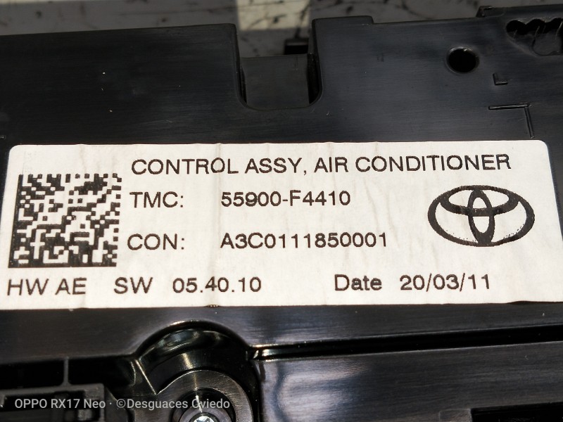 Recambio de mando calefaccion / aire acondicionado para toyota c-hr hybrid style plus referencia OEM IAM 55900F4410 A3C011185000