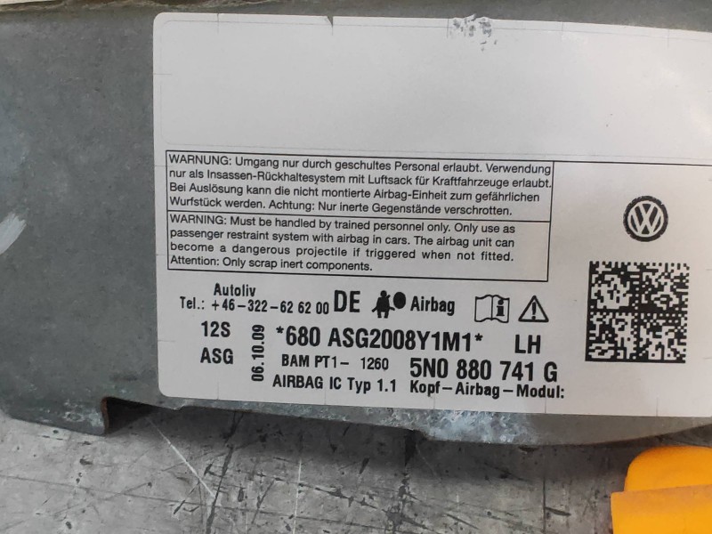 Recambio de airbag cortina delantero izquierdo para volkswagen tiguan (5n1) advance referencia OEM IAM 5N0880741G  