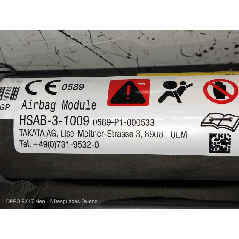 Recambio de airbag cortina delantero derecho para nissan navara pick-up d23 2.3 dci referencia OEM IAM HSAB31009 0589P1000533 