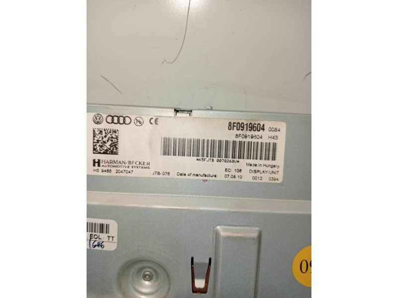 Recambio de pantalla multifuncion para audi q7 (4l) 3.0 tdi (176kw) referencia OEM IAM 8F0919604  