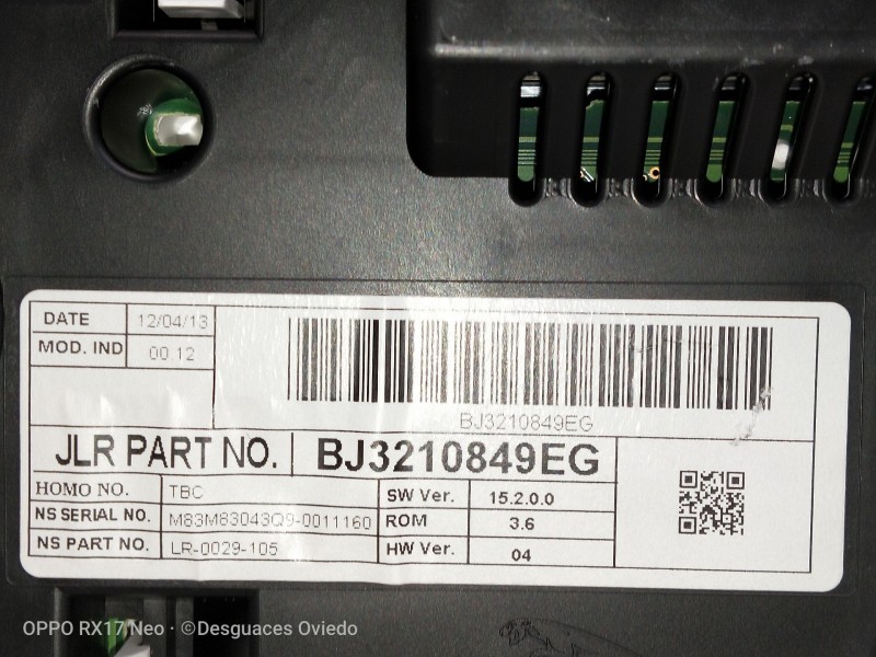 Recambio de cuadro instrumentos para land rover evoque dynamic referencia OEM IAM BJ3210849EG  