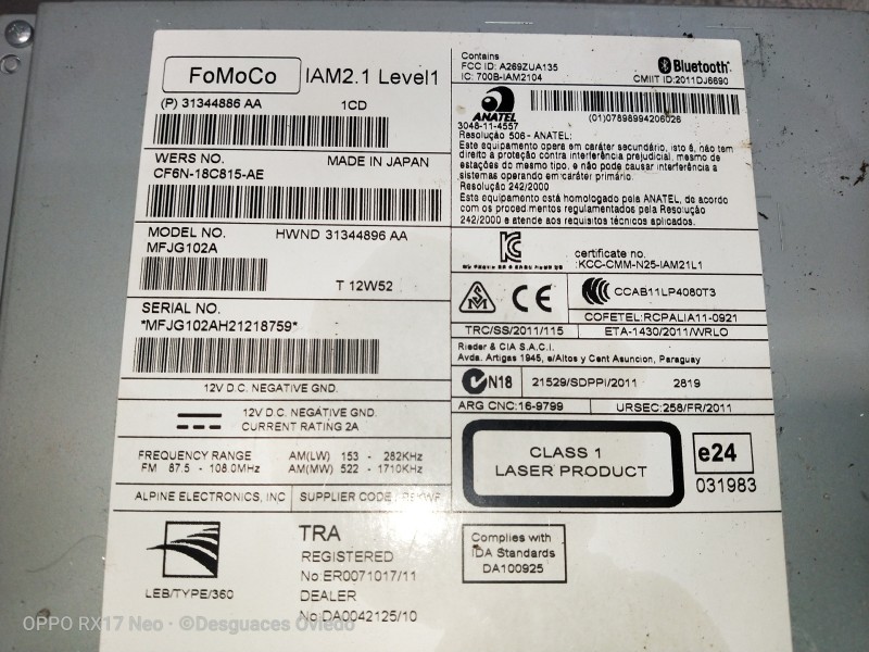 Recambio de sistema navegacion gps para land rover evoque dynamic referencia OEM IAM CF6N18C815AE MFJG102A MFJG102AH21218759