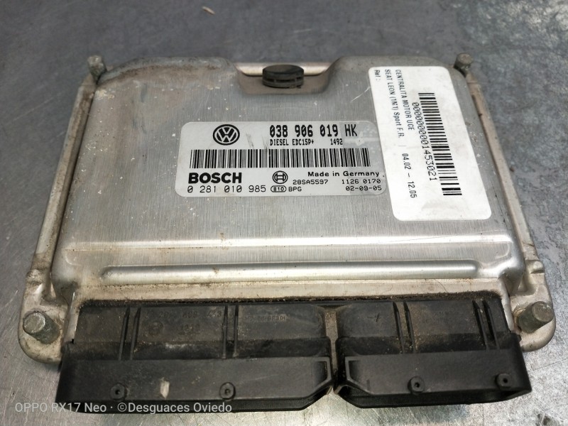 Recambio de centralita motor uce para seat leon (1m1) sport f.r. referencia OEM IAM 038906019HK 0281010985 28SA5597