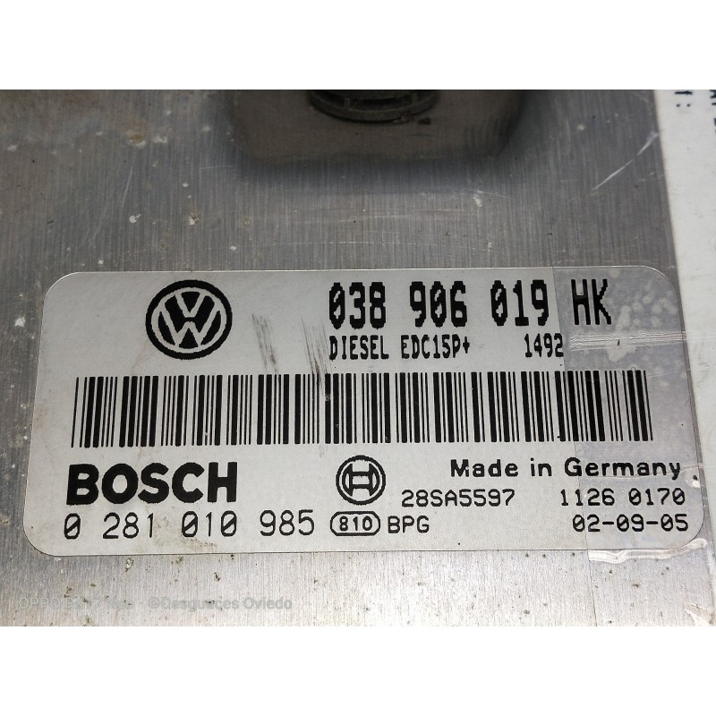 Recambio de centralita motor uce para seat leon (1m1) sport f.r. referencia OEM IAM 038906019HK 0281010985 28SA5597