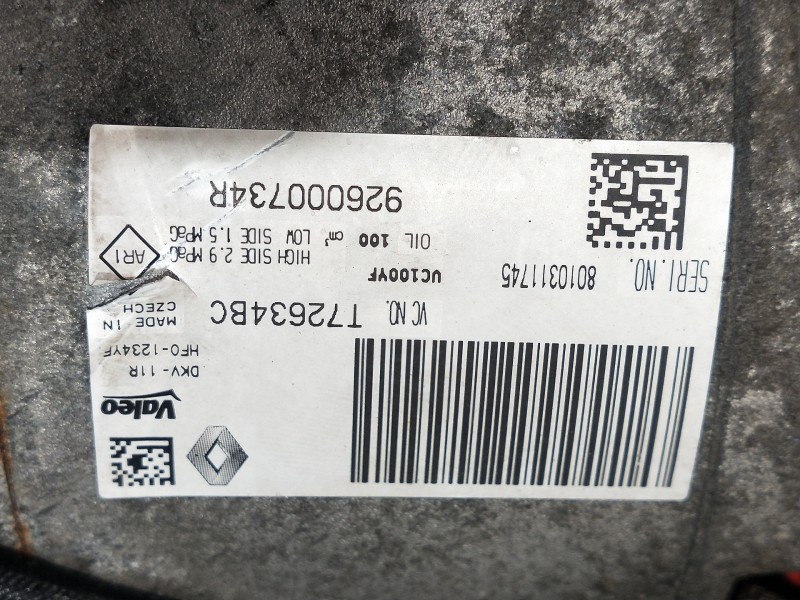 Recambio de compresor aire acondicionado para renault clio iv referencia OEM IAM 926000734R T72634BC 