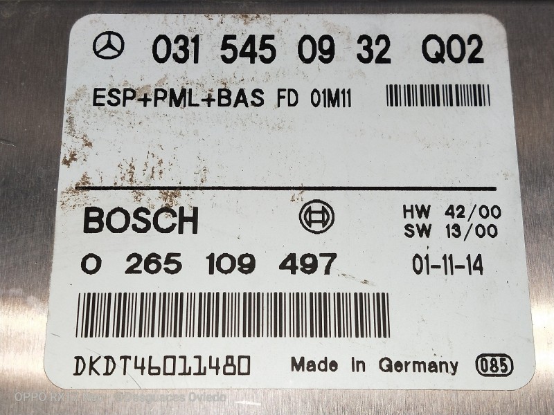 Recambio de centralita abs para mercedes clase cl (w215) coupe 600 (215.378) referencia OEM IAM 0315450932Q02 0265109497 DKDT460