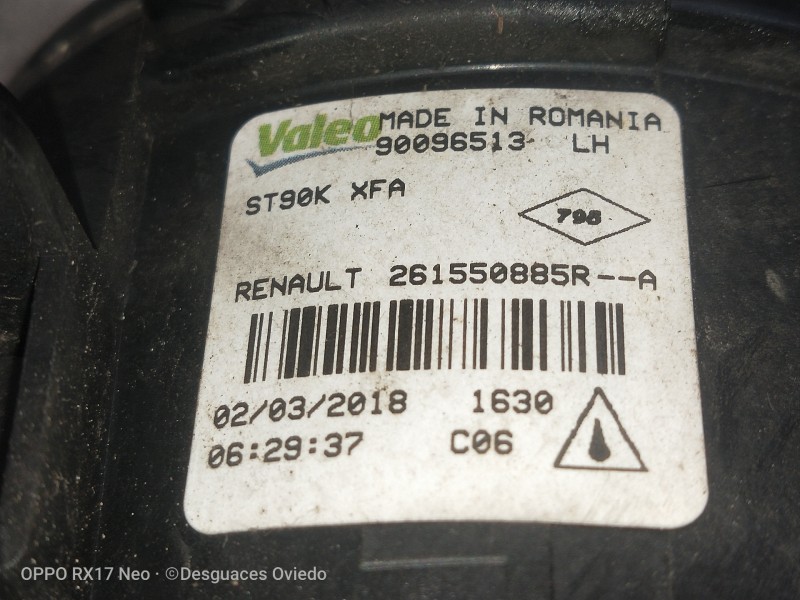 Recambio de faro antiniebla izquierdo para renault clio iv referencia OEM IAM 90096513 261550885RA 