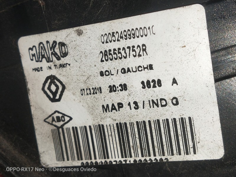 Recambio de piloto trasero izquierdo para renault clio iv referencia OEM IAM 265553752R 02052499900010 