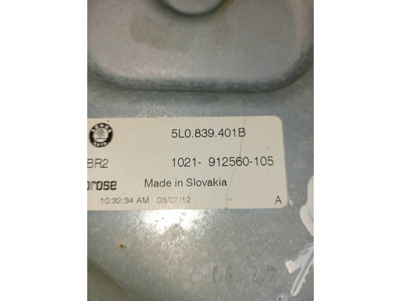 Recambio de elevalunas trasero izquierdo para skoda yeti ambition referencia OEM IAM 5L0839401B  5P