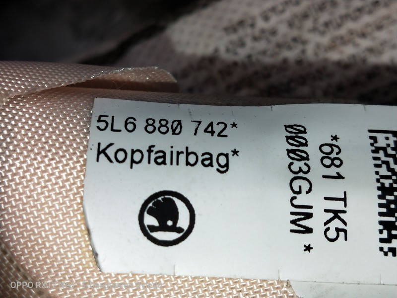 Recambio de airbag cortina delantero derecho para skoda yeti ambition referencia OEM IAM 5L6880742  