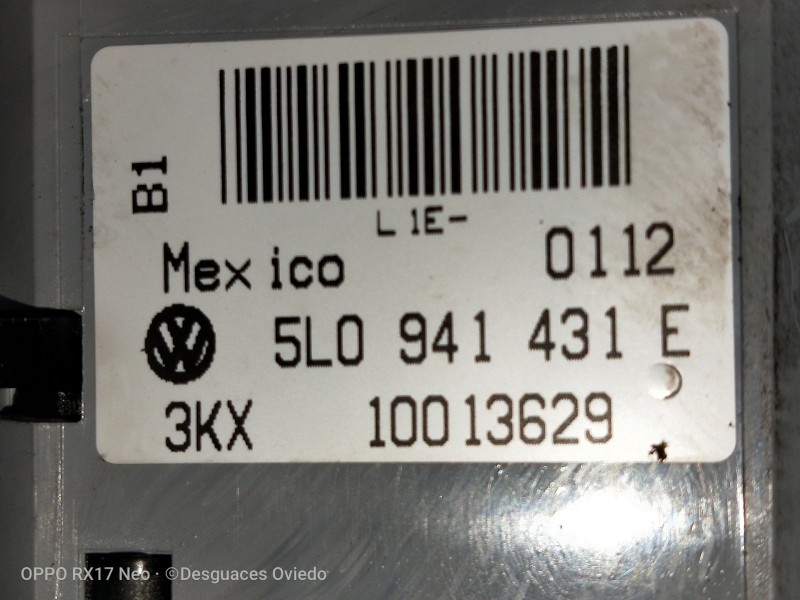 Recambio de mando luces para skoda yeti ambition referencia OEM IAM 5L0941431E 10013629 INTERRUPTOR