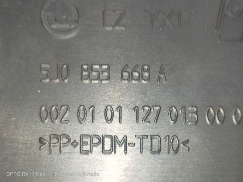 Recambio de rejilla delantera para skoda fabia (5j2 ) urban referencia OEM IAM 5J0853668A  