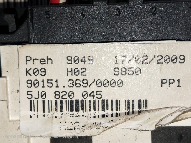 Recambio de mando calefaccion / aire acondicionado para skoda fabia (5j2 ) urban referencia OEM IAM 5J0820045 901513690000 