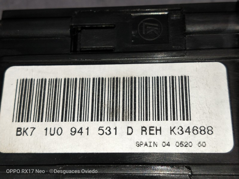 Recambio de mando luces para skoda fabia (5j2 ) urban referencia OEM IAM BK71U0941531D  INTERRUPTOR