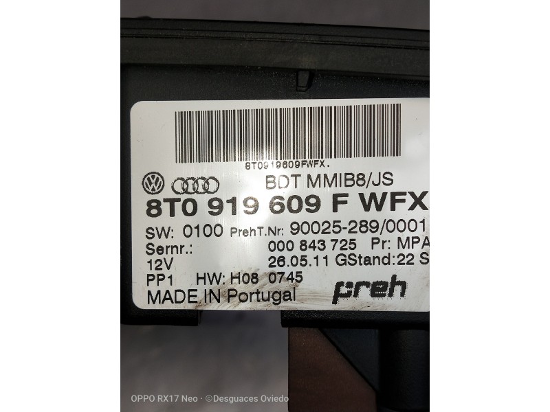 Recambio de mando multifuncion para audi a4 ber. (b8) 2.0 16v tdi referencia OEM IAM 8T0919609FWFX 900252890001 000843725
