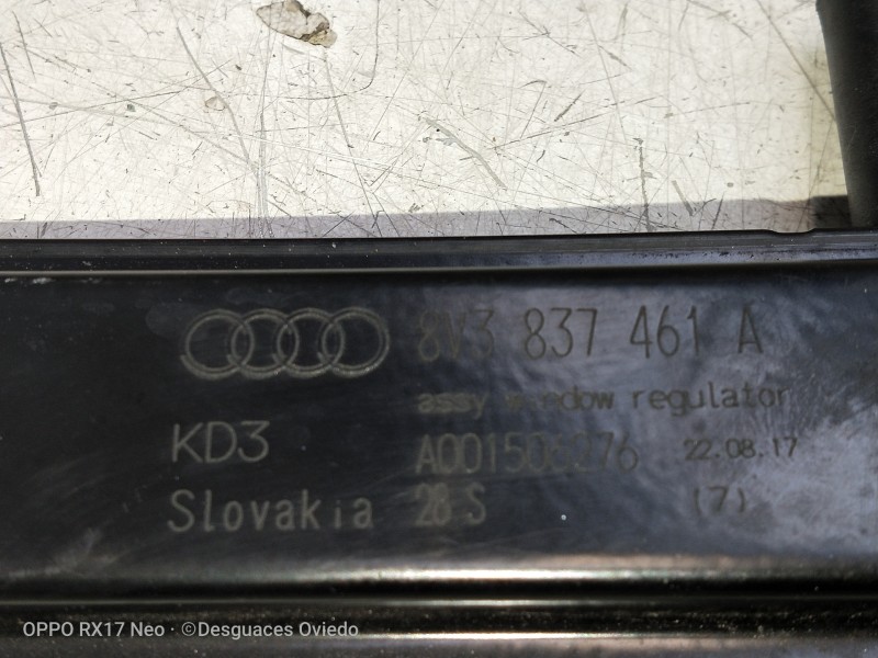 Recambio de elevalunas delantero izquierdo para audi a3 (8vk) basic referencia OEM IAM 8V3837461A A001506276 3P