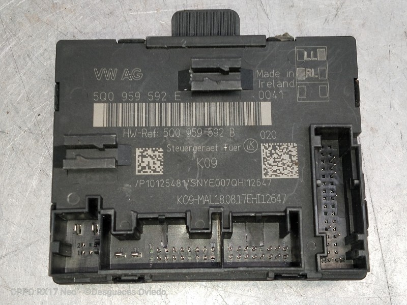 Recambio de modulo electronico para audi a3 (8vk) basic referencia OEM IAM 5Q0959592E 5Q0959592B DEL DERECHO