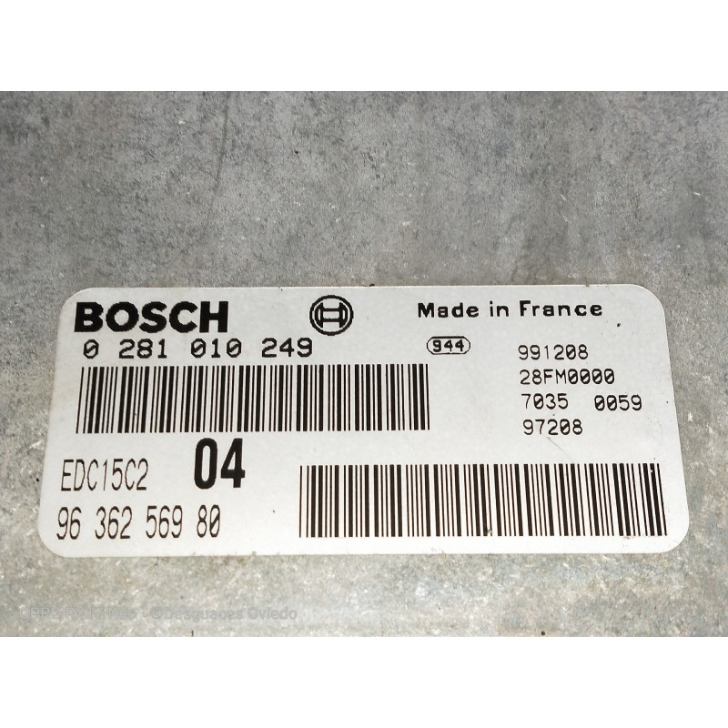 Recambio de centralita motor uce para citroen xsara coupe 2.0 hdi vts (66kw) referencia OEM IAM 9636256980 0281010249 