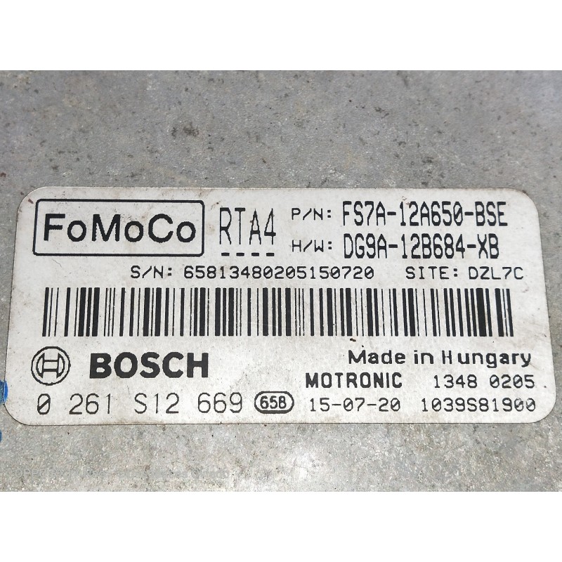 Recambio de centralita motor uce para ford mondeo lim. 1.5 ecoboost cat referencia OEM IAM FS7A12A650BSE DG9A12B684XB 0261S12669