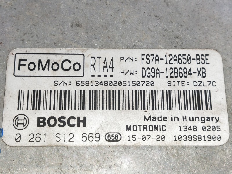 Recambio de centralita motor uce para ford mondeo lim. 1.5 ecoboost cat referencia OEM IAM FS7A12A650BSE DG9A12B684XB 0261S12669