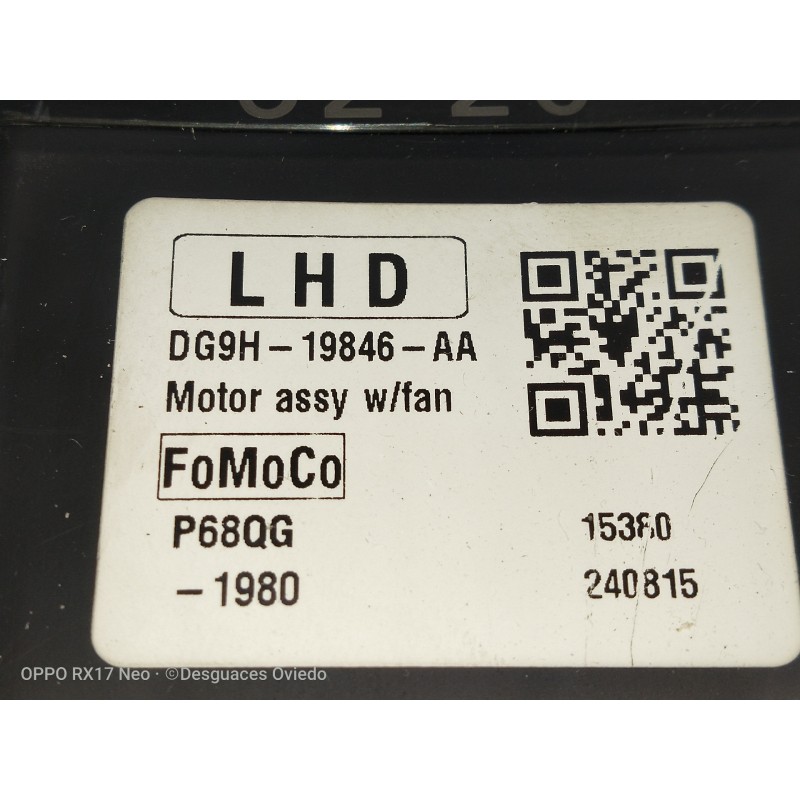 Recambio de motor calefaccion para ford mondeo lim. 1.5 ecoboost cat referencia OEM IAM DG9H19846AA P68QG 