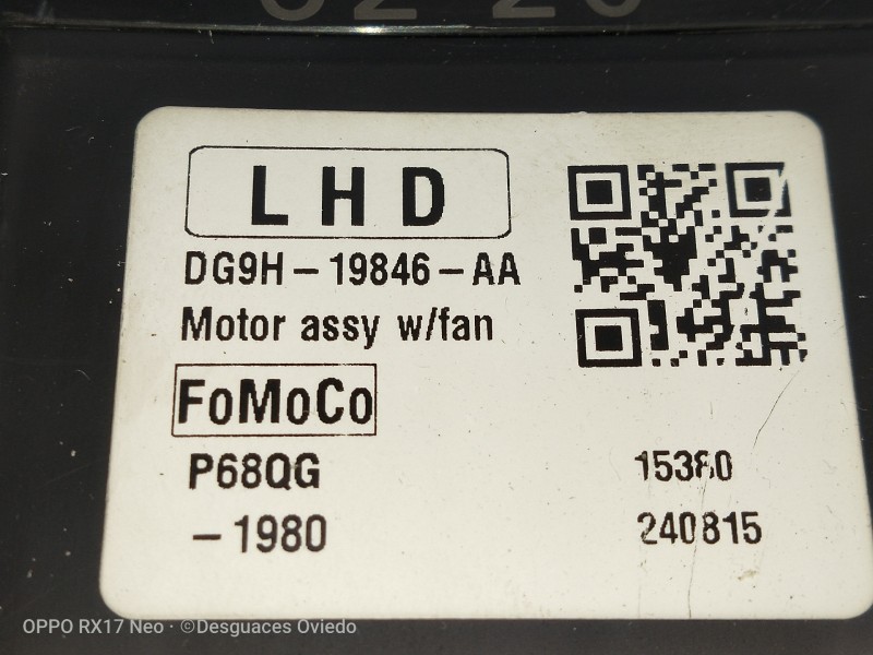 Recambio de motor calefaccion para ford mondeo lim. 1.5 ecoboost cat referencia OEM IAM DG9H19846AA P68QG 