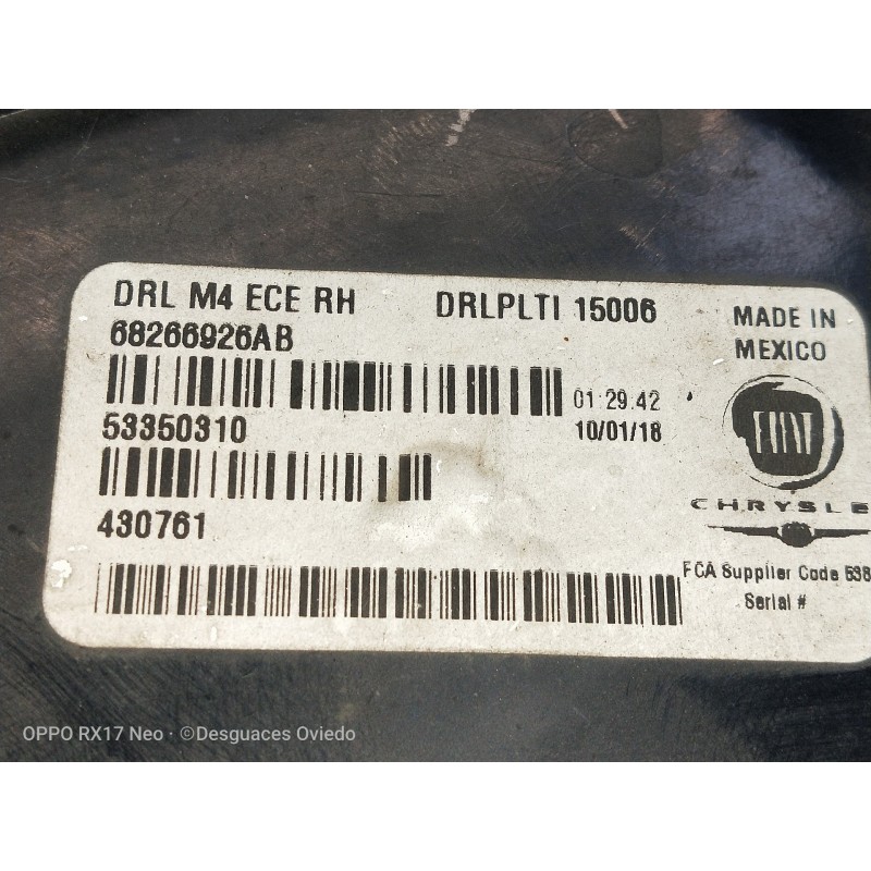 Recambio de piloto delantero derecho para jeep compass ii 1.4 m-air cat referencia OEM IAM 68266926AB 53350310 430761