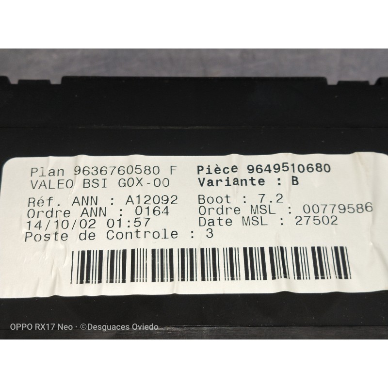 Recambio de faro derecho para peugeot 307 break / sw (s1) break xr referencia OEM IAM 9649510680 9636760580F 00779586