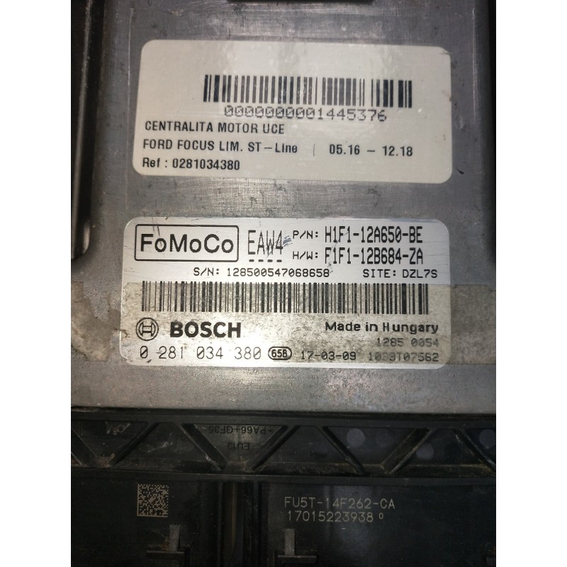 Recambio de centralita motor uce para ford focus lim. st-line referencia OEM IAM 0281034380 H1F112A650BE F1F112B684ZA