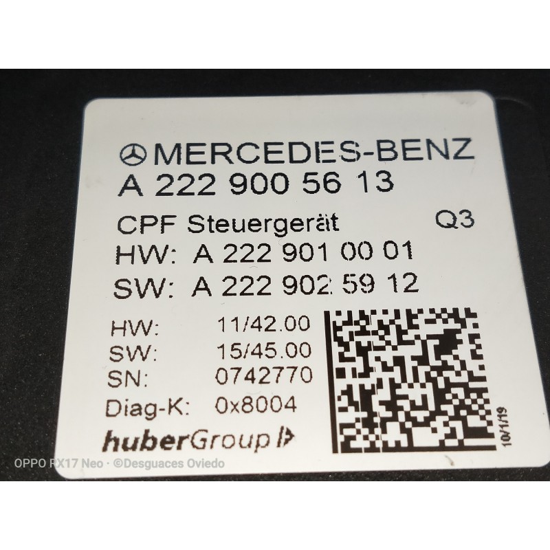 Recambio de modulo electronico para mercedes clase glc (w253) glc 220 d 4matic referencia OEM IAM A2229005613 A2229010001 A22290
