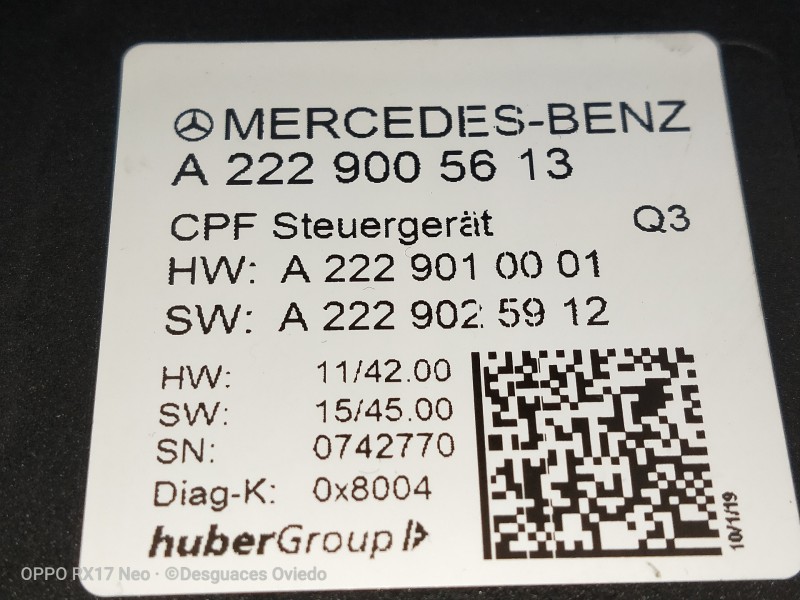 Recambio de modulo electronico para mercedes clase glc (w253) glc 220 d 4matic referencia OEM IAM A2229005613 A2229010001 A22290