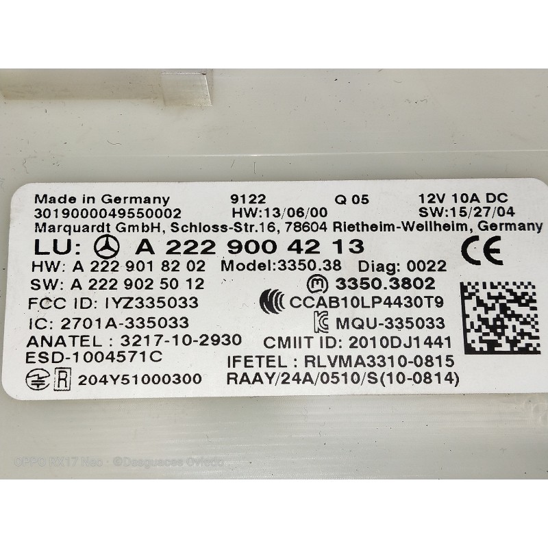 Recambio de modulo electronico para mercedes clase glc (w253) glc 220 d 4matic referencia OEM IAM A2229004213 33503802 321710293