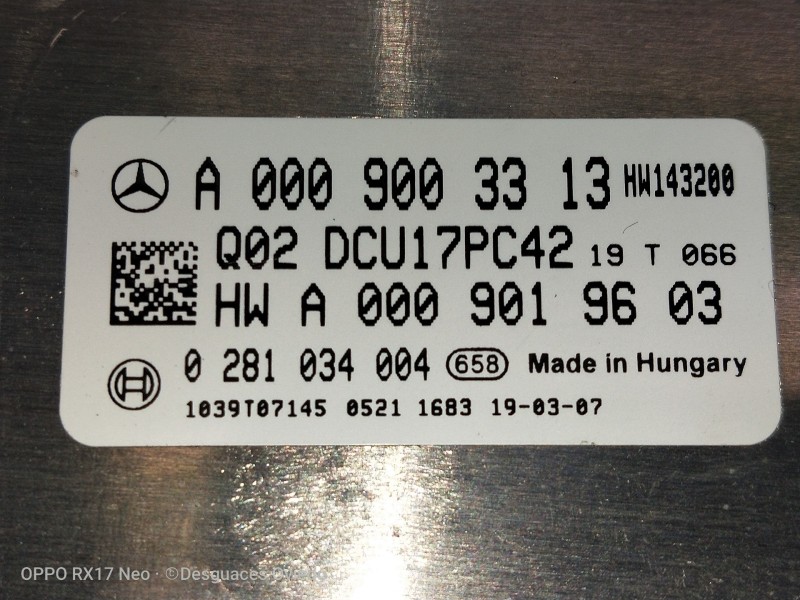 Recambio de modulo electronico para mercedes clase glc (w253) glc 220 d 4matic referencia OEM IAM A0009003313 A0009019603 028103