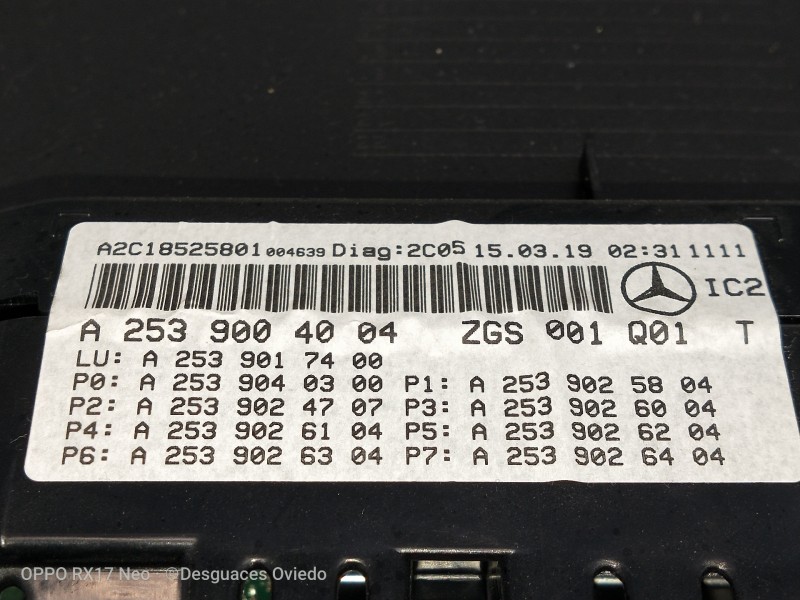 Recambio de cuadro instrumentos para mercedes clase glc (w253) glc 220 d 4matic referencia OEM IAM A2539004004 ZGS001Q01T A2C185