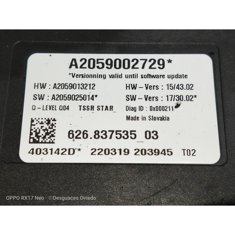 Recambio de modulo electronico para mercedes clase glc (w253) glc 220 d 4matic referencia OEM IAM A2059002729 62683753503 220319