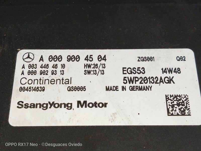 Recambio de modulo electronico para ssangyong rexton w limited 4wd referencia OEM IAM A0009004504 5WP20132AGK 004514639