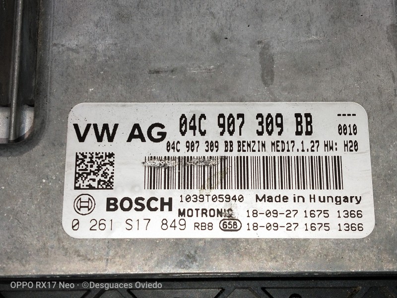 Recambio de centralita motor uce para volkswagen golf vii lim. bluemotion referencia OEM IAM 04C907309BB 0261S17849 1039T05940